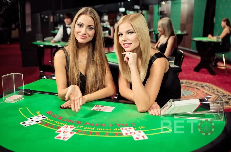 Tampilan meja kasino live dengan suasana dealer